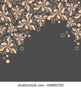 Abstract hand-drawn creative background of stylized flowers in pink-beige and slate gray colors. Vector illustration.