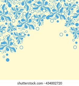 Abstract hand-drawn creative background of stylized flowers in pale yellow and light blue colors. Vector illustration.