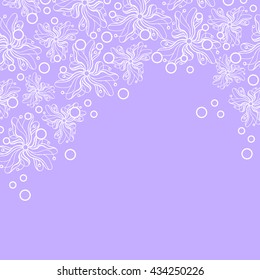 Abstract hand-drawn creative background of stylized flowers in pale violet and white colors. Vector illustration.