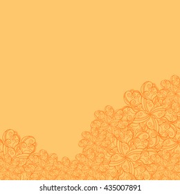 Abstract hand-drawn creative background of stylized flowers in yellow and orange colors. Vector illustration.