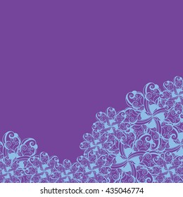 Abstract hand-drawn creative background of stylized flowers in pale cyan and violet colors. Vector illustration.