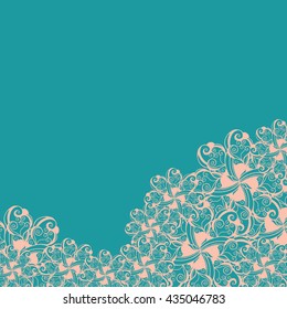 Abstract hand-drawn creative background of stylized flowers in pale pink and blue-green colors. Vector illustration.