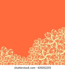 Abstract hand-drawn creative background of stylized flowers in yellow and orange colors. Vector illustration.