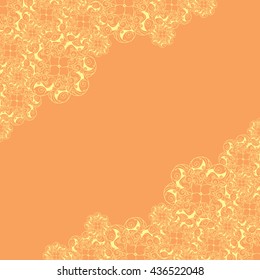 Abstract hand-drawn creative background of stylized flowers in pale yellow and peach-orange colors. Vector illustration.