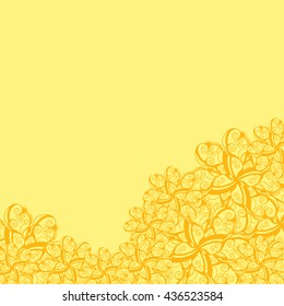 Abstract hand-drawn creative background of stylized flowers in yellow and orange colors. Vector illustration.