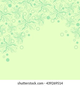 Abstract hand-drawn creative background of stylized flowers in light yellow-green and pale lime colors. Vector illustration.