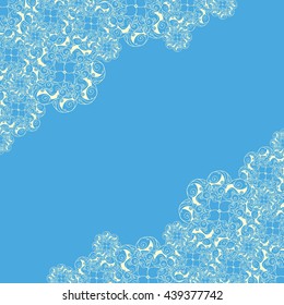 Abstract hand-drawn creative background of stylized flowers in pale yellow and light blue colors. Vector illustration.