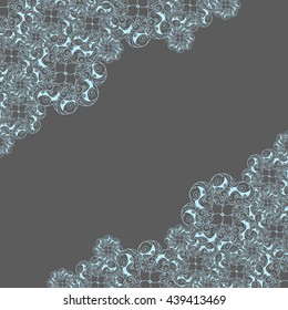 Abstract hand-drawn creative background of stylized flowers in pale cyan and gray-brown colors. Vector illustration.