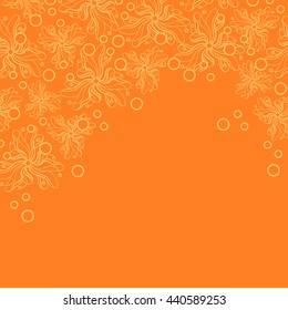 Abstract hand-drawn creative background of stylized flowers in yellow and orange colors. Vector illustration.