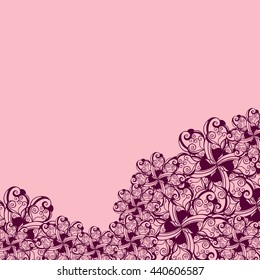 Abstract hand-drawn creative background of stylized flowers in light yellow and dark green colors. Vector illustration.