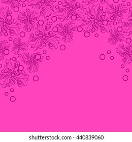Abstract hand-drawn creative background of stylized flowers in bright fuchsia and mauve colors. Vector illustration.