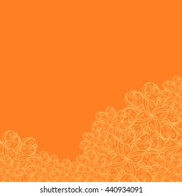 Abstract hand-drawn creative background of stylized flowers in yellow and orange colors. Vector illustration.