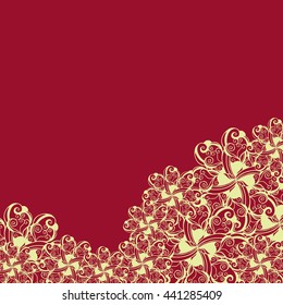Abstract hand-drawn creative background of stylized flowers in light yellow and dark green colors. Vector illustration.
