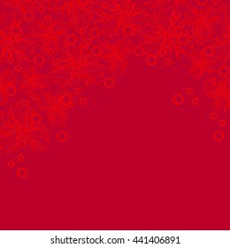 Abstract hand-drawn creative background of stylized flowers in bright scarlet and maroon colors. Vector illustration.