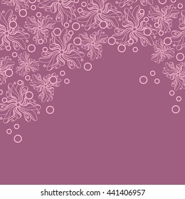 Abstract hand-drawn creative background of stylized flowers in light mauve and pale pink colors. Vector illustration.