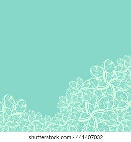 Abstract hand-drawn creative background of stylized flowers in pale turquoise and mint colors. Vector illustration.