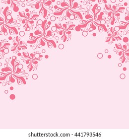 Abstract hand-drawn creative background of stylized flowers in pale pink and light magenta colors. Vector illustration.