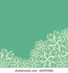 Abstract hand-drawn creative background of stylized flowers in pale yellow and light olive colors. Vector illustration.