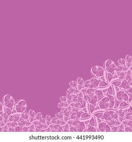 Abstract hand-drawn creative background of stylized flowers in mauve and pale magenta colors. Vector illustration.