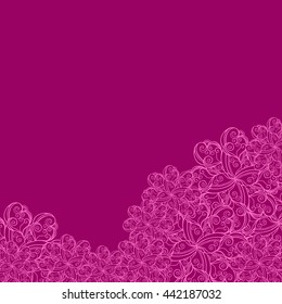 Abstract hand-drawn creative background of stylized flowers in bright fuchsia and pale pink colors. Vector illustration.