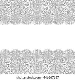Abstract hand-drawn creative background of stylized flowers in black and white colors. Vector illustration.