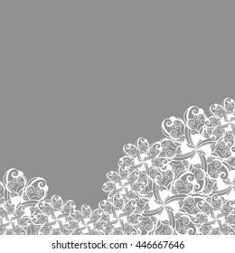 Abstract hand-drawn creative background of stylized flowers in smoky white and light gray colors. Vector illustration.