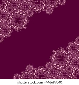 Abstract hand-drawn creative background of stylized flowers in pale rose and dark maroon colors. Vector illustration.
