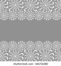 Abstract hand-drawn creative background of stylized flowers in smoky white and light gray colors. Vector illustration.