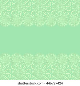 Abstract hand-drawn creative background of stylized flowers in light yellow-green and pale lime colors. Vector illustration.