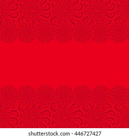 Abstract hand-drawn creative background of stylized flowers in bright red and maroon colors. Vector illustration.