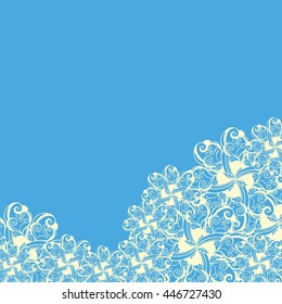Abstract hand-drawn creative background of stylized flowers in pale yellow and light blue colors. Vector illustration.