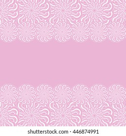 Abstract hand-drawn creative background of stylized flowers in white and pastel pink colors. Vector illustration.