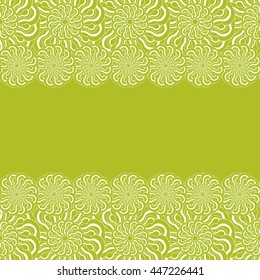 Abstract hand-drawn creative background of stylized flowers in white and yellow-green colors. Vector illustration.