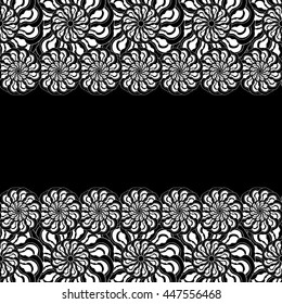 Abstract hand-drawn creative background of stylized flowers in black and white colors. Vector illustration.