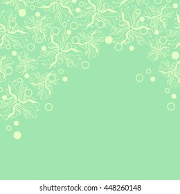 Abstract hand-drawn creative background of stylized flowers in light yellow-green and pale lime colors. Vector illustration.