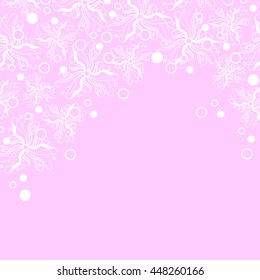 Abstract hand-drawn creative background of stylized flowers in white and light pink colors. Vector illustration.