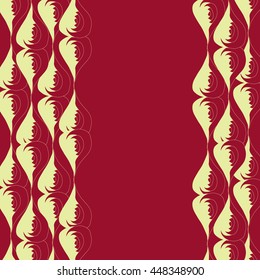 Abstract hand-drawn creative background of stylized flowers in pale yellow and dark red colors. Vector illustration.