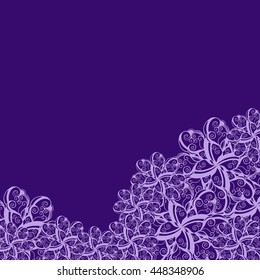 Abstract hand-drawn creative background of stylized flowers in pale lilac and dark violet colors. Vector illustration.