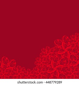 Abstract hand-drawn creative background of stylized flowers in bright red and maroon colors. Vector illustration.
