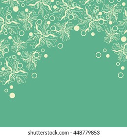 Abstract hand-drawn creative background of stylized flowers in pale yellow and light olive colors. Vector illustration.