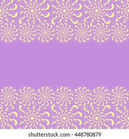 Abstract hand-drawn creative background of stylized flowers in pale magenta and yellow colors. Vector illustration.