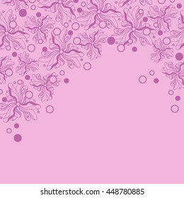 Abstract hand-drawn creative background of stylized flowers in mauve and pale magenta colors. Vector illustration.