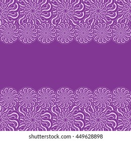 Abstract hand-drawn creative background of stylized flowers in bright violet and pale lilac colors. Vector illustration.