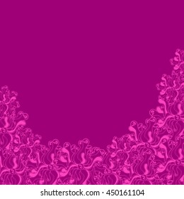Abstract hand-drawn creative background of stylized flowers in bright fuchsia and mauve colors. Vector illustration.