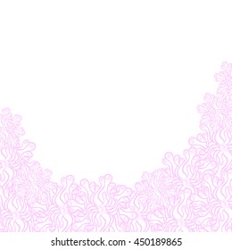 Abstract hand-drawn creative background of stylized flowers in white and light pink colors. Vector illustration.