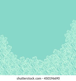 Abstract hand-drawn creative background of stylized flowers in pale turquoise and mint colors. Vector illustration.