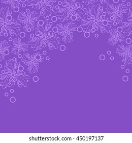 Abstract hand-drawn creative background of stylized flowers in violet and pale lilac colors. Vector illustration.