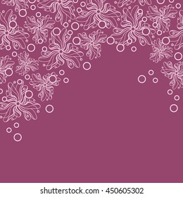 Abstract hand-drawn creative background of stylized flowers in mauve and pastel pink colors. Vector illustration.