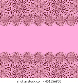 Abstract hand-drawn creative background of stylized flowers in pale pink and brown colors. Vector illustration.