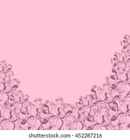 Abstract hand-drawn creative background of stylized flowers in light mauve and pale pink colors. Vector illustration.